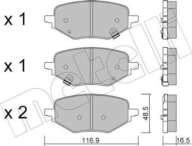 Metelli 22-1394-1 - Гальмівні колодки, дискові гальма autocars.com.ua