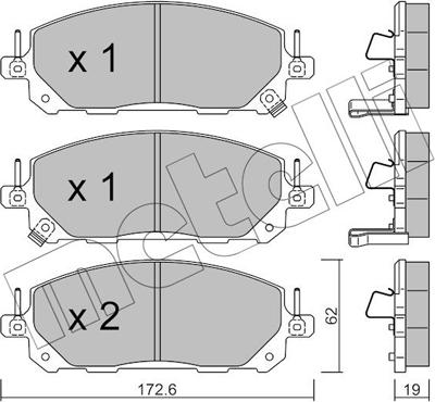 Metelli 22-1398-0 - Гальмівні колодки, дискові гальма autocars.com.ua