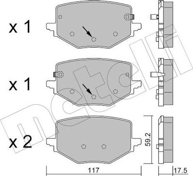 Metelli 22-1409-0 - Гальмівні колодки, дискові гальма autocars.com.ua
