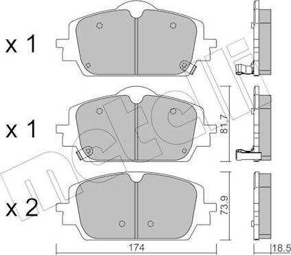Metelli 22-1438-0 - Гальмівні колодки, дискові гальма autocars.com.ua