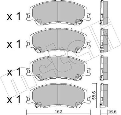 Metelli 22-1450-0 - Гальмівні колодки, дискові гальма autocars.com.ua