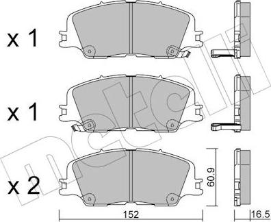 Metelli 22-1451-0 - Гальмівні колодки, дискові гальма autocars.com.ua