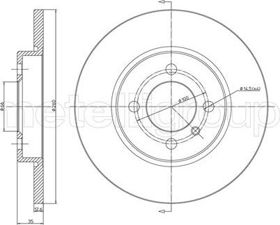 Metelli 23-0122 - Тормозной диск avtokuzovplus.com.ua