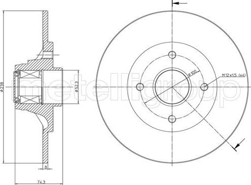 Metelli 23-0198 - Тормозной диск avtokuzovplus.com.ua