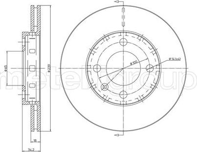 Metelli 23-0372 - Гальмівний диск autocars.com.ua