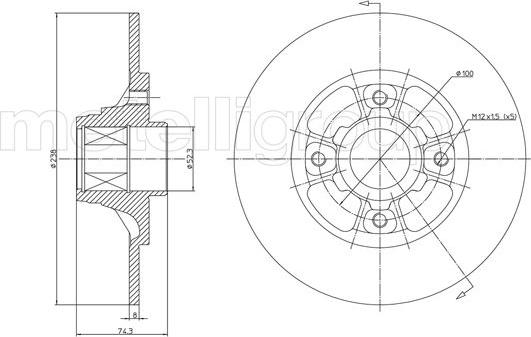 Metelli 23-0383 - Гальмівний диск autocars.com.ua