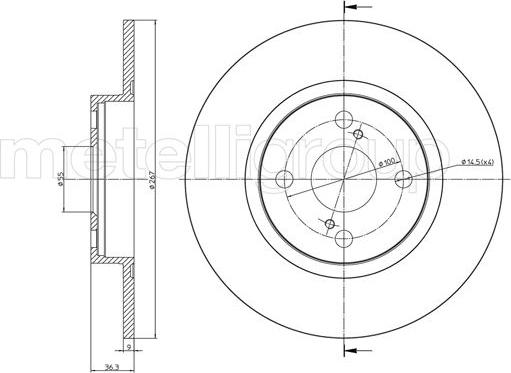 Metelli 23-0969C - Тормозной диск avtokuzovplus.com.ua