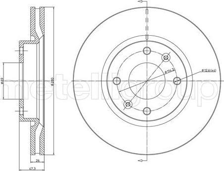 Metelli 23-1477C - Гальмівний диск autocars.com.ua