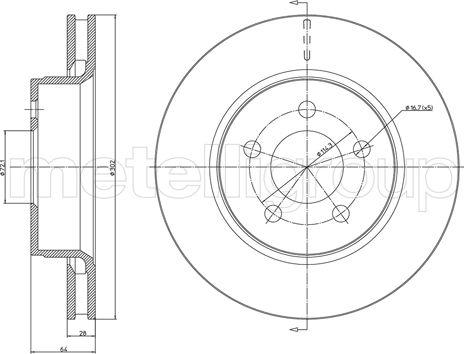 Metelli 23-1553C - Тормозной диск avtokuzovplus.com.ua