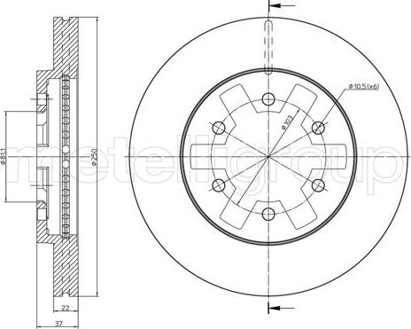 Metelli 23-1616 - Тормозной диск avtokuzovplus.com.ua