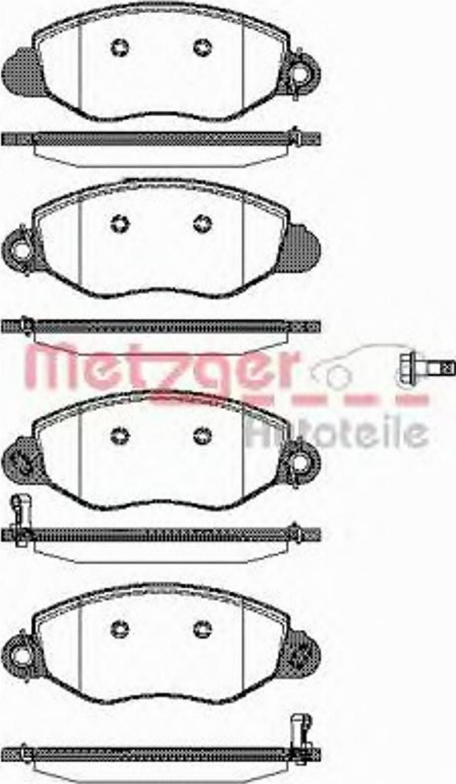 Metzger 077212 - Тормозные колодки, дисковые, комплект avtokuzovplus.com.ua