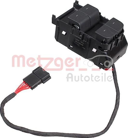 Metzger 09161112 - Вимикач, стеклолод'емнік autocars.com.ua