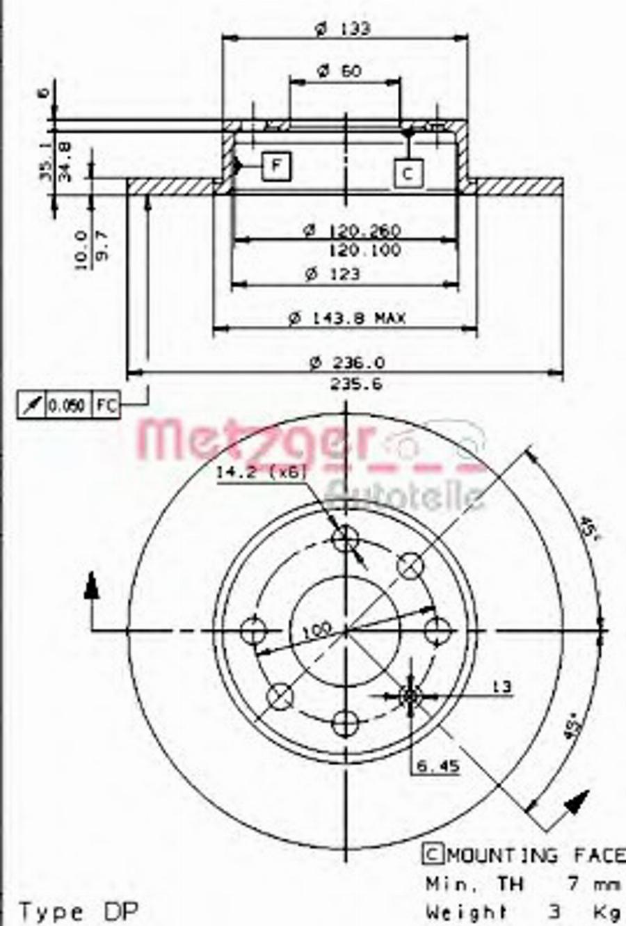 Metzger 10129E - Гальмівний диск autocars.com.ua