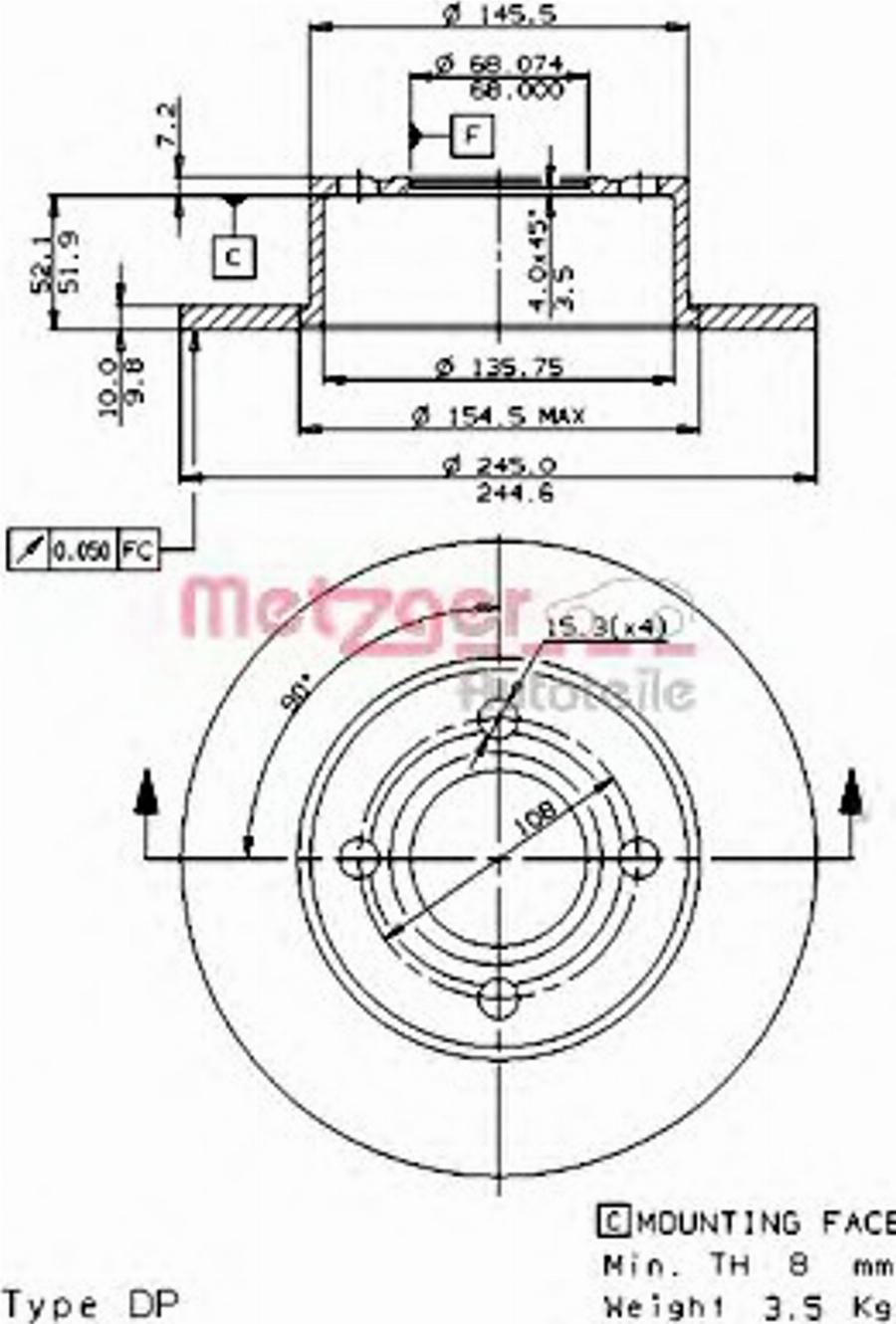 Metzger 10217E - Тормозной диск avtokuzovplus.com.ua