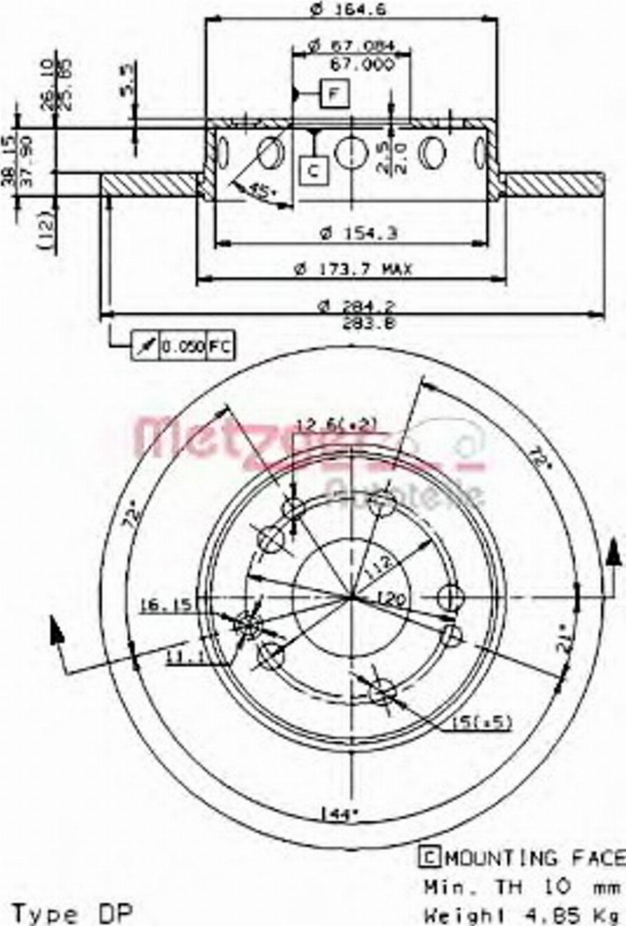 Metzger 10278E - Тормозной диск avtokuzovplus.com.ua