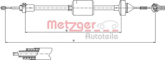 Metzger 10.2842 - Трос, управління зчепленням autocars.com.ua