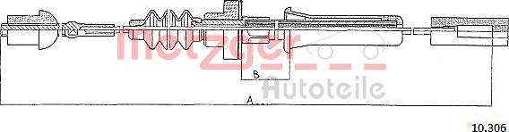 Metzger 10.306 - Трос, управління зчепленням autocars.com.ua