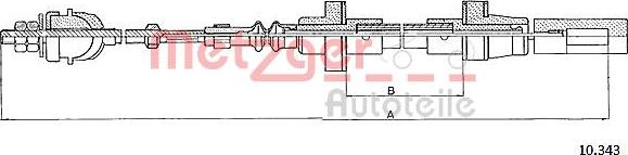 Metzger 10.343 - Трос, управління зчепленням autocars.com.ua