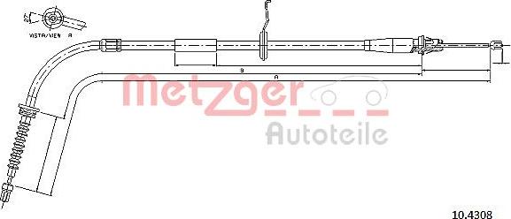 Metzger 10.4308 - Трос, гальмівна система autocars.com.ua