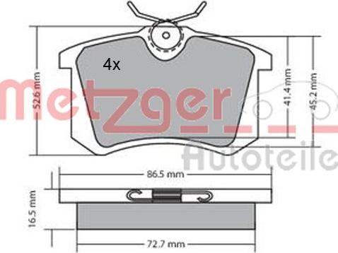 Metzger 1170001 - Тормозные колодки, дисковые, комплект avtokuzovplus.com.ua