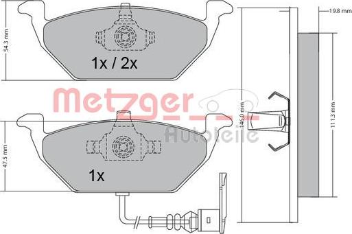 Metzger 1170002 - Тормозные колодки, дисковые, комплект avtokuzovplus.com.ua