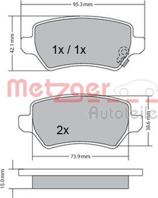 Metzger 1170004 - Тормозные колодки, дисковые, комплект autodnr.net