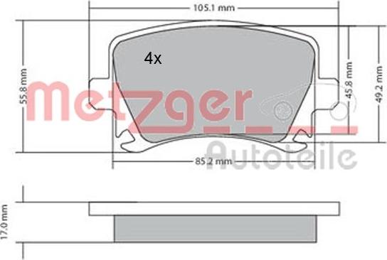 Metzger 1170005 - Тормозные колодки, дисковые, комплект autodnr.net