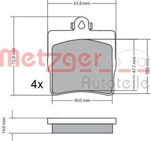Metzger 1170016 - Тормозные колодки, дисковые, комплект autodnr.net