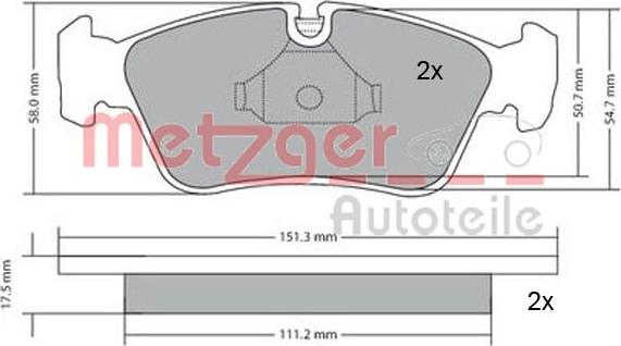 Metzger 1170019 - Тормозные колодки, дисковые, комплект autodnr.net