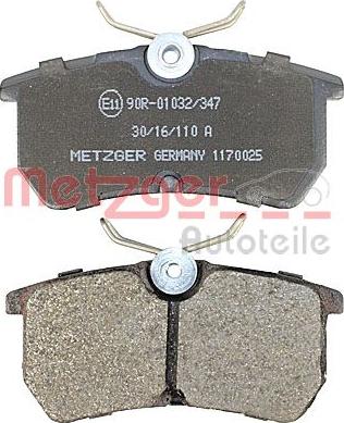 Metzger 1170025 - Тормозные колодки, дисковые, комплект avtokuzovplus.com.ua