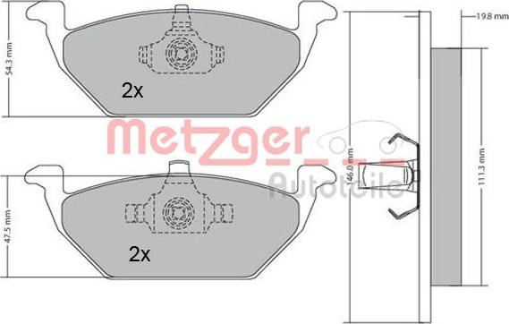 Metzger 1170027 - Тормозные колодки, дисковые, комплект avtokuzovplus.com.ua