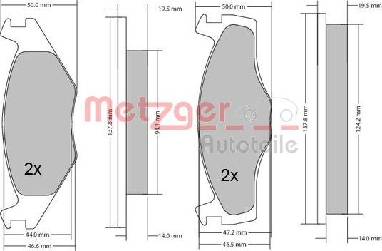 Metzger 1170033 - Тормозные колодки, дисковые, комплект avtokuzovplus.com.ua
