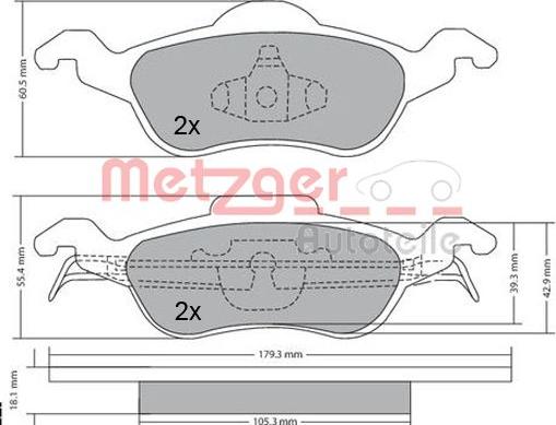 Metzger 1170038 - Тормозные колодки, дисковые, комплект autodnr.net