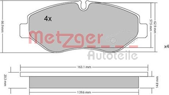 Metzger 1170040 - Тормозные колодки, дисковые, комплект autodnr.net