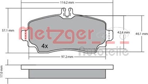 Metzger 1170041 - Гальмівні колодки, дискові гальма autocars.com.ua