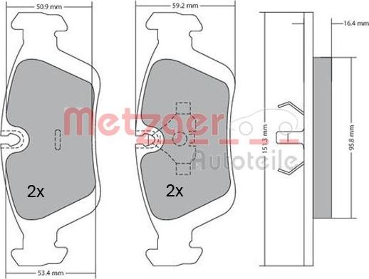 Metzger 1170043 - Тормозные колодки, дисковые, комплект autodnr.net