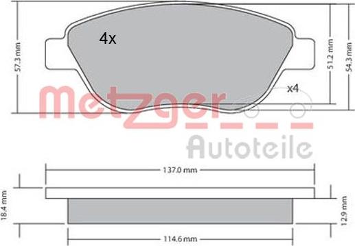 Metzger 1170048 - Тормозные колодки, дисковые, комплект autodnr.net
