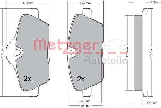 Metzger 1170055 - Тормозные колодки, дисковые, комплект avtokuzovplus.com.ua