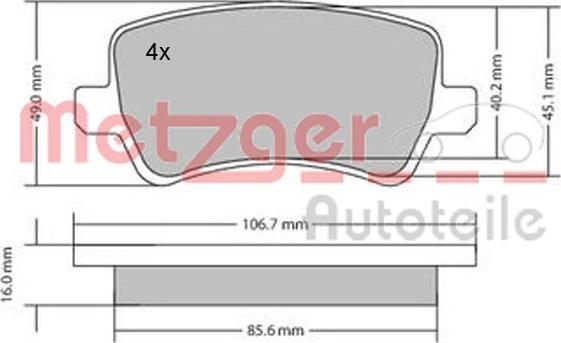 Metzger 1170056 - Тормозные колодки, дисковые, комплект avtokuzovplus.com.ua