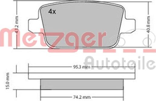Metzger 1170058 - Тормозные колодки, дисковые, комплект autodnr.net