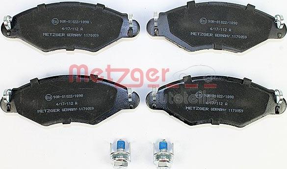 Metzger 1170059 - Тормозные колодки, дисковые, комплект avtokuzovplus.com.ua