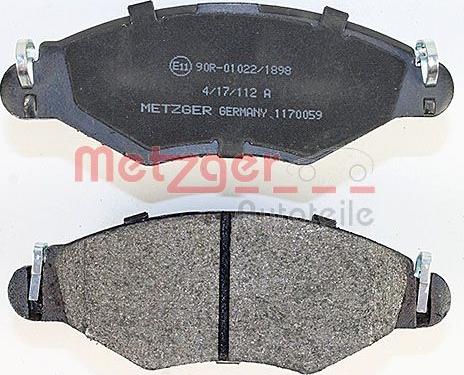 Metzger 1170059 - Тормозные колодки, дисковые, комплект avtokuzovplus.com.ua