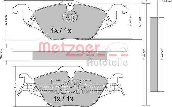 Metzger 1170063 - Гальмівні колодки, дискові гальма autocars.com.ua