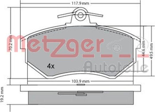 Metzger 1170066 - Тормозные колодки, дисковые, комплект autodnr.net