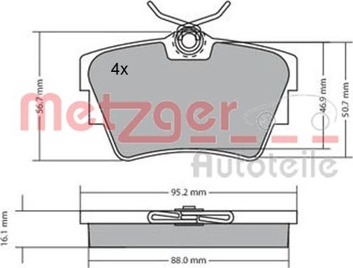 Metzger 1170067 - Тормозные колодки, дисковые, комплект autodnr.net