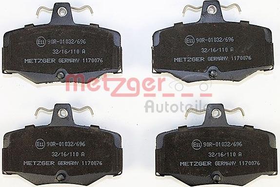 Metzger 1170076 - Тормозные колодки, дисковые, комплект autodnr.net