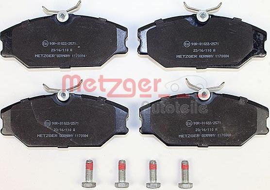 Metzger 1170084 - Тормозные колодки, дисковые, комплект autodnr.net