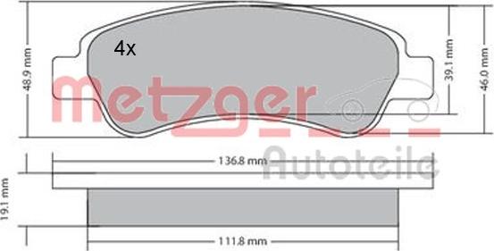 Metzger 1170085 - Гальмівні колодки, дискові гальма autocars.com.ua
