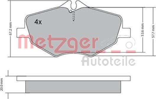 Metzger 1170087 - Гальмівні колодки, дискові гальма autocars.com.ua
