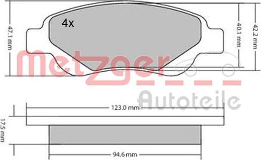 Metzger 1170089 - Гальмівні колодки, дискові гальма autocars.com.ua